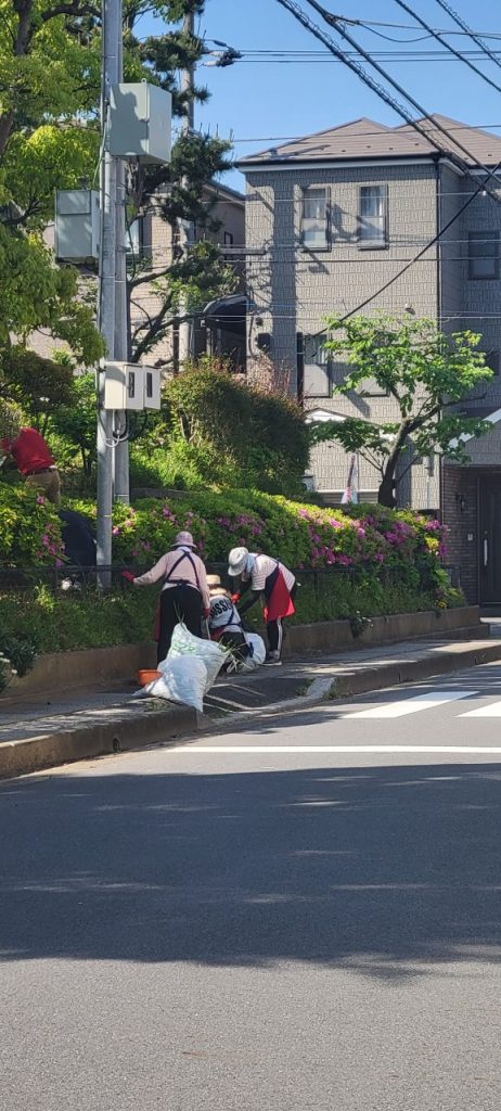 女性陣は公園の外まできれいにしてくれています